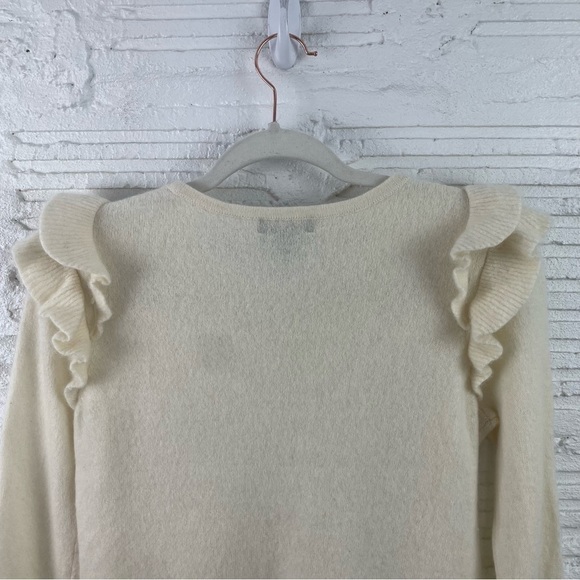 Charter Club Luxury 100% Cashmere Sweater Cream Ruffle Quiet Luxury Soft Girl M - Picture 8 of 13